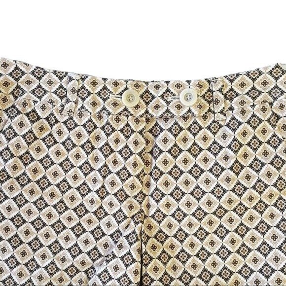 Talbots Petites Crop Pants Brown Size 6P Career Geo Button Zipper Capri Stretch - Picture 2 of 6